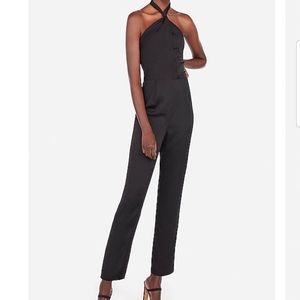 Satin Halter Neck Jumpsuit - Never worn! Stunning! FITS LIKE A 4-6 small